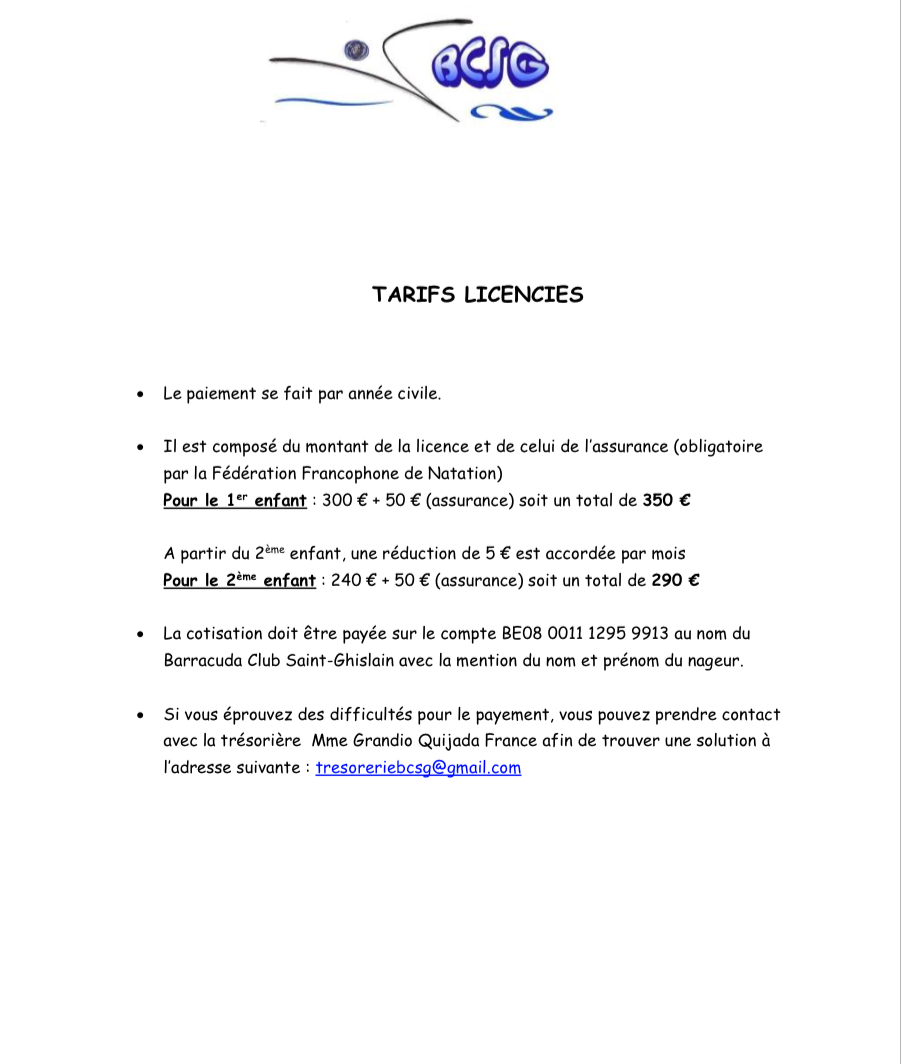 Tarifs 2016